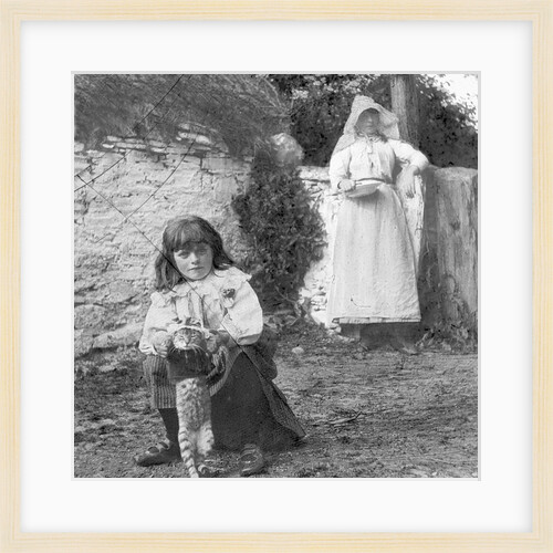 Woman and Girl by a Manx Thatched Cottage, Isle of Man by George Bellett Cowen